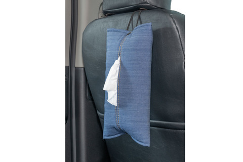 【ヘッドレストフック付】シンプルティッシュケース デニムデザイン