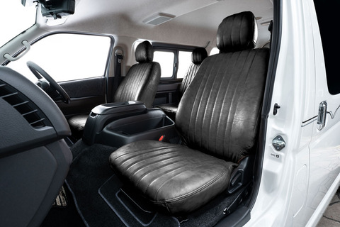 　シートカバー クラシック　ハイエース着用イメージ　ブラックカラー