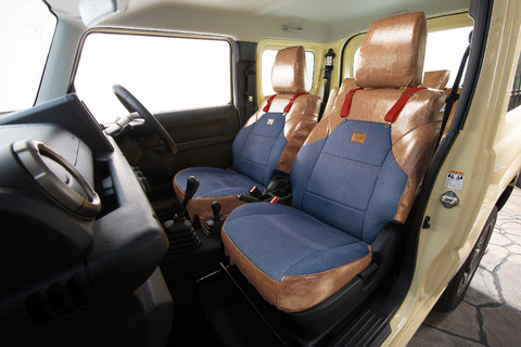 シートカバーアンティークカントリー　クラシックグロッシー×デニムインディゴ
ジムニーJB64 シートカバーアンティークカントリー　クラシックグロッシー×デニムブルー
ジムニーJB64 着用イメージ 着用イメージ