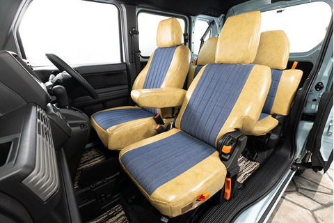 N-VAN シートカバー  アンティークデニム　クリームイエロー