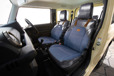 シートカバーアンティークカントリー　クラシックグロッシー×デニムインディゴ
ジムニーJB64 着用イメージ シートカバーアンティークカントリー　クラシックグロッシー×デニムインディゴ
ジムニーJB64 着用イメージ