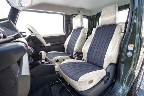 シートカバー  アンティークデニム　ホワイトスモーク　ジムニー装着イメージ