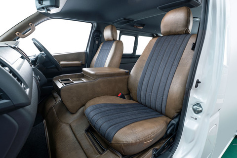 シートカバー  アンティークデニム　ハイエース装着イメージ　インディゴブルー