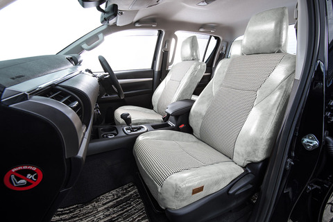 200ハイエース バン シートカバー  アンティーク千鳥ホワイトスモーク