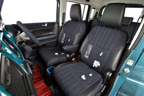 シートカバー  M.I.C DENIM　ハスラー装着イメージ　インディゴブルー