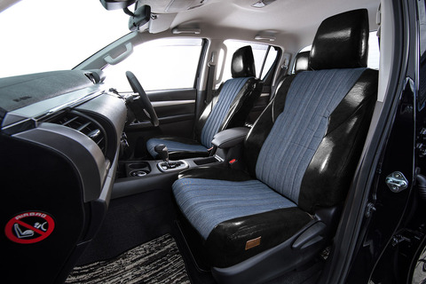 125ハイラックス シートカバー  アンティークデニムインディゴブラック