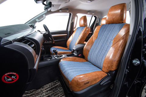 125ハイラックス シートカバー  アンティークデニムキャメル