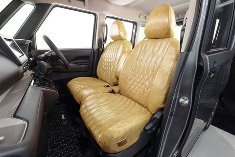 デリカミニ シートカバー  アンティークデザインD　クリームイエロー