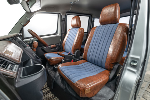 【アウトレット数量限定】LA900S/LA910Sタフト(D130-A) シートカバー アンティークデニム ブルー/アンティークブラウン 2列全席分