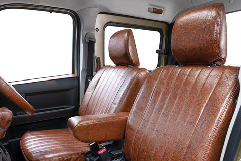 シートカバー  アンティークデザインSブラウン前席詳細　S700ハイゼットカーゴ装着