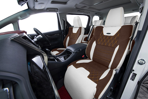 シートカバー　DEAR DIA EDITION　ラムースブラウンxアイボリーxオレンジステッチ