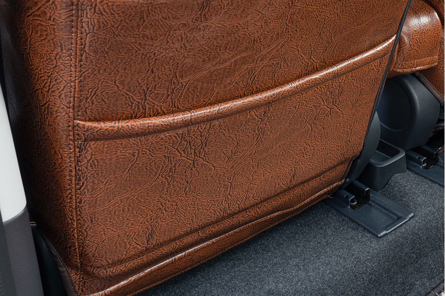ハイゼットカーゴ デッキバン シートカバー  アンティークデザインSブラウン前席背面デザインシートバックポケット標準装備